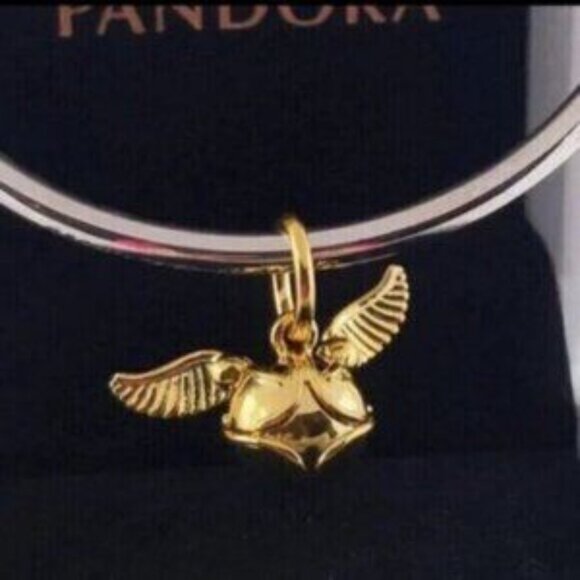 New Pandora Shine Gold Harry Potter Golden Snitch Wings Pendant Charm - Picture 4 of 5